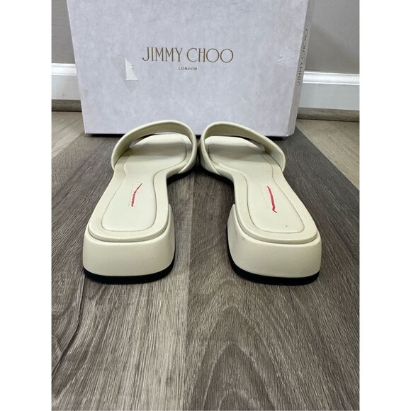 Jimmy Choo Nappa Leather Open Toe Lena Flat Sandals Bamboo Size 39.5 $750 - Picture 9 of 15